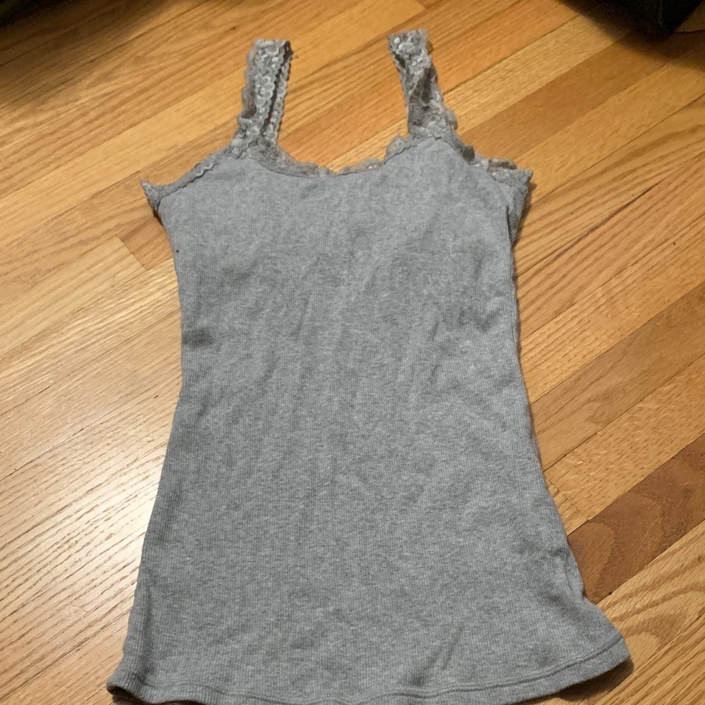 Gray Lace Trim tank top